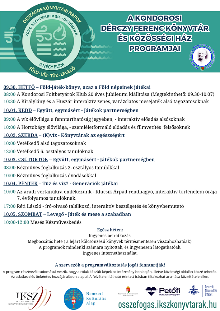 Program plakát szeptember 30 - október 9-ig